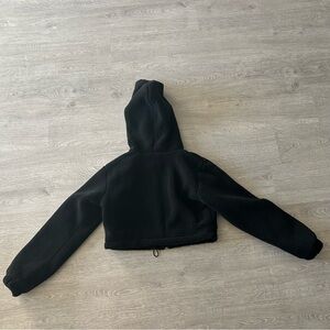 Black Hooded  Fuzzy Jacket